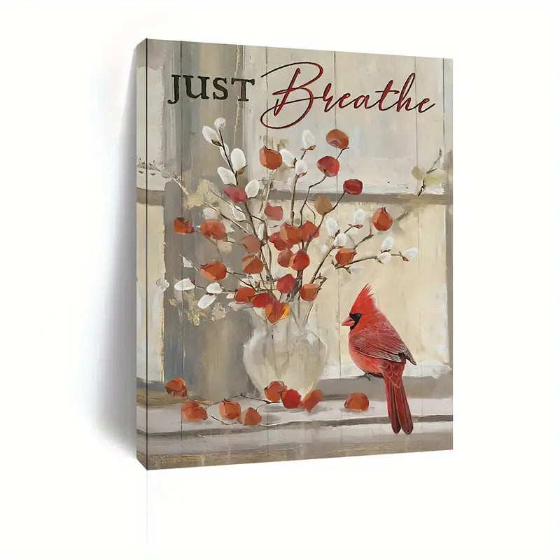 JUST BREATHE . RED CARDINAL . CANVAS WALL ART